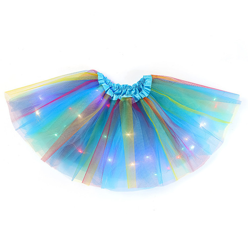 children's model  jazz modern ballet dance tutu LED light rainbow glitter gauze skirt Birthday Xmas Halloween Carnival party Cosplay tulle skirts for kids