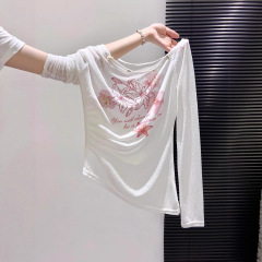 斜领设计感印花长袖防晒衣女夏季新款修身显瘦短款休闲罩衫上衣