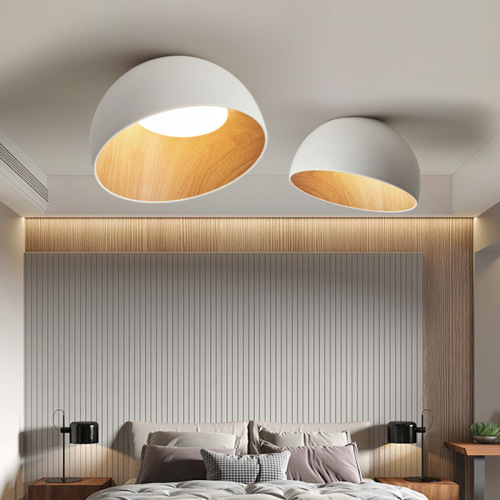 Nordic bedroom ceiling lamp creative children's leisure personality oblique wood grain Japanese style kindergarten master bedroom lamp