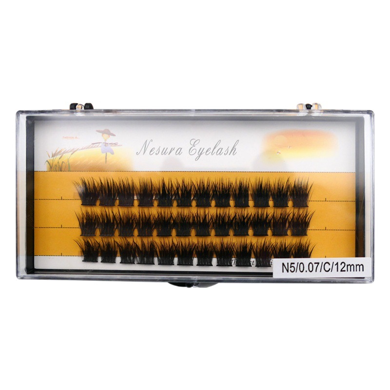 Estilo europeo y americano segmentado pestañas postizas ultrafino tallo natural curling individual injerto pestañas trilogía pestañas postizas