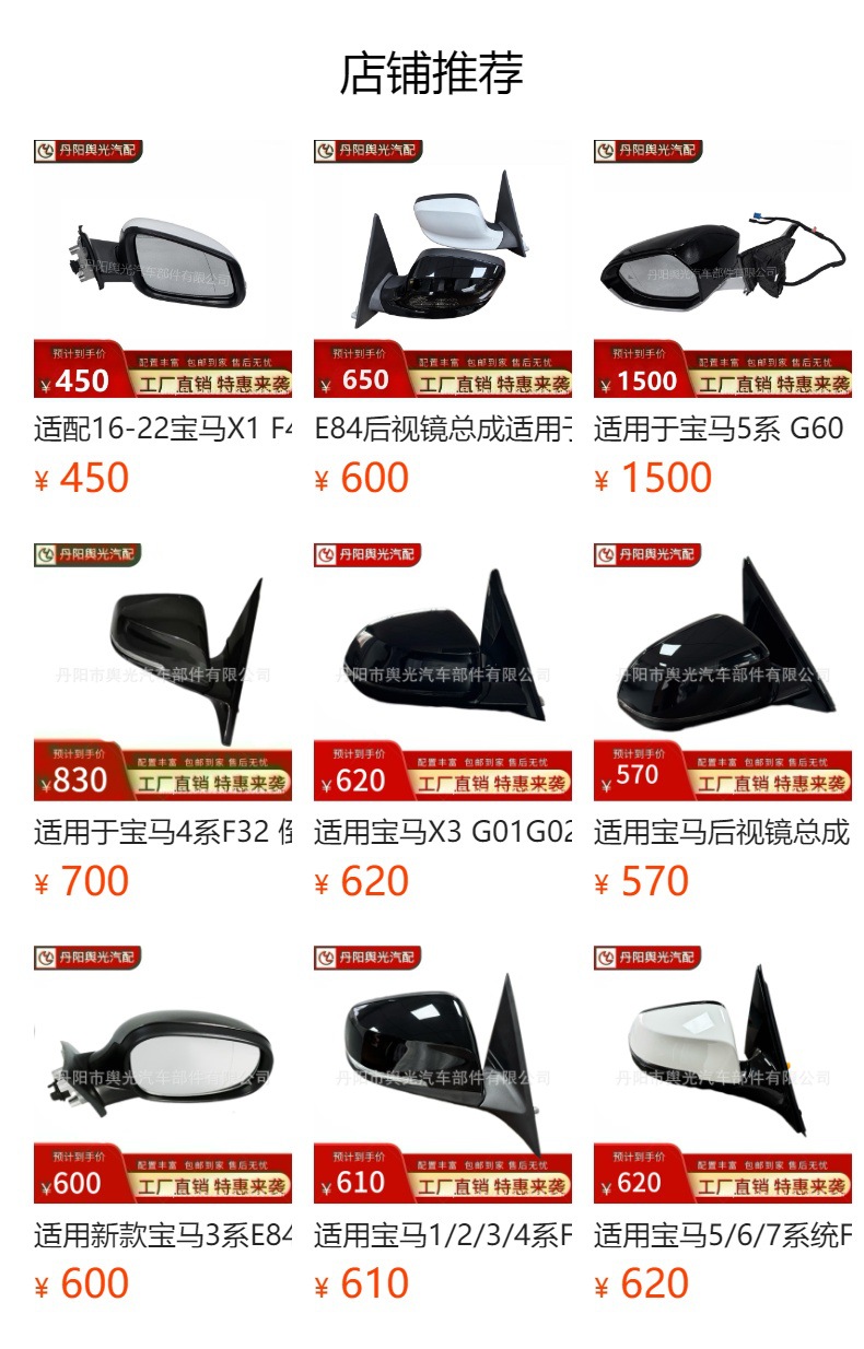 Rearview Mirror Suitable for C E S-Class Glc Rearview Mirror Housing, Mirror Frame, Mirror Light, and Mirror Lens