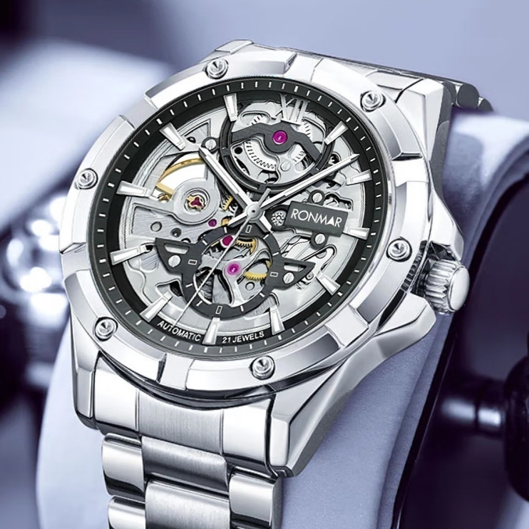 Langma Men's Watch Fully Automatic Mechanical Watch Business Fashion Hollow Luminous Cross-Border New Spot Men's Watch