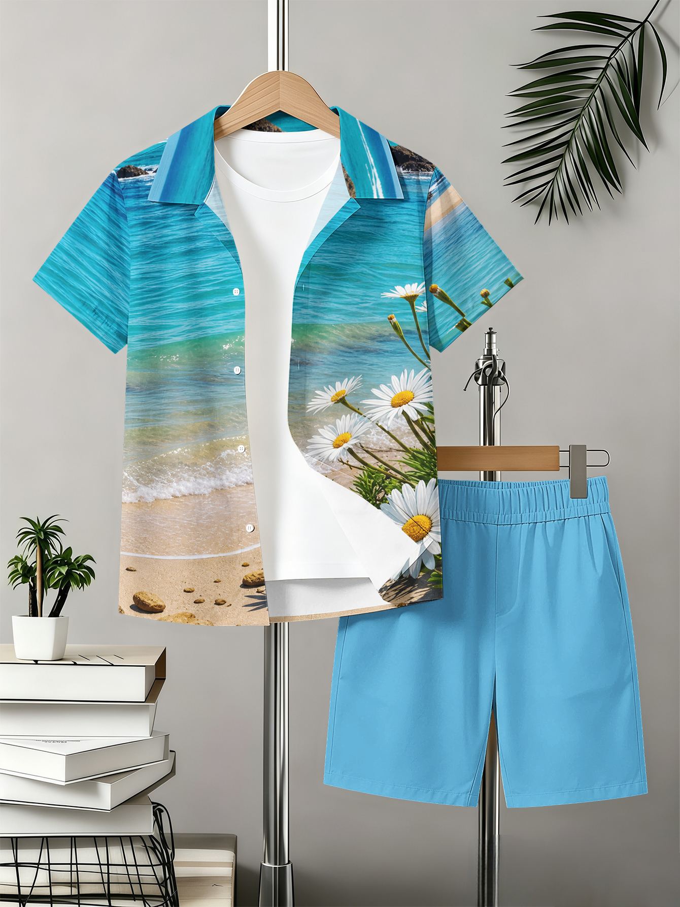 Boys Shirt And Shorts Set With 3d Printed Patterns For Summer_voghion.com