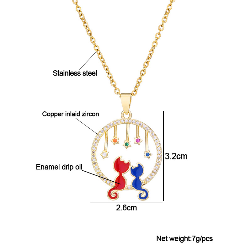 10g Weight Water Plating Gold Plating Process 18K Gold Plated Plating Material Copper Pendant Material Wholesale Animal 304 Stainless Steel Copper 18K Gold Plated Zircon Necklace