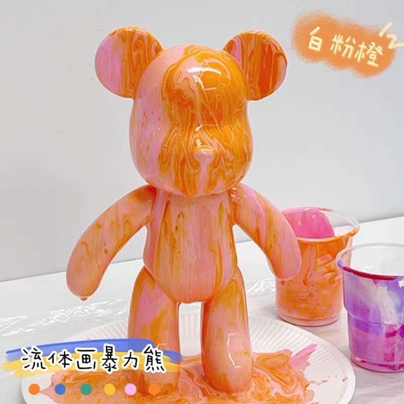 Internet celebridad oso fluido hecho a mano material de bricolaje casero blanco embrión salón decoración pintura oso violento regalo del oso