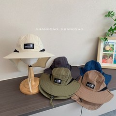 Children's Hat Spring and Summer Sunshade Neck Protection Fisherman Hat Japanese Style for Boys and Girls Outdoor Wide Brim Quick Dry Sun Hat Thin Model