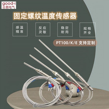 PT100温度传感器不锈钢固定螺纹热电阻偶铂测温探头防水KE2.3线制