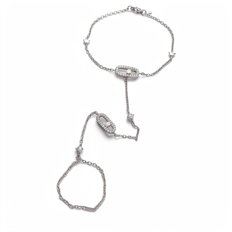 Zircon elíptico una sola pulsera de estilo in-viento pulsera de dedo de moda nicho de diseño sensación de joyería al por mayor