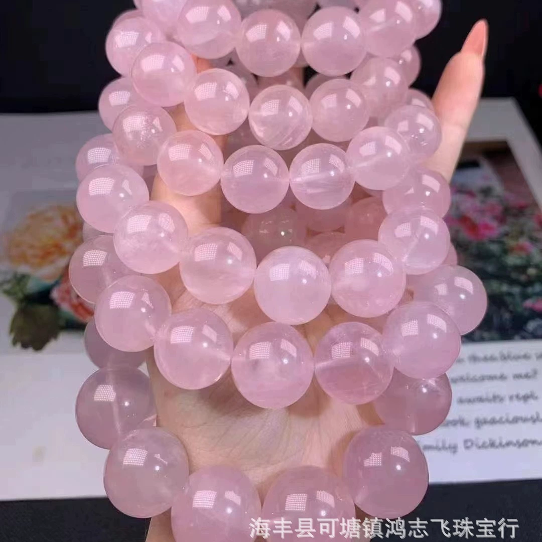 Натуральный мадагаскарский розовый хрустальный браслет большой размер свежие розовые кристаллы красивые хлопья