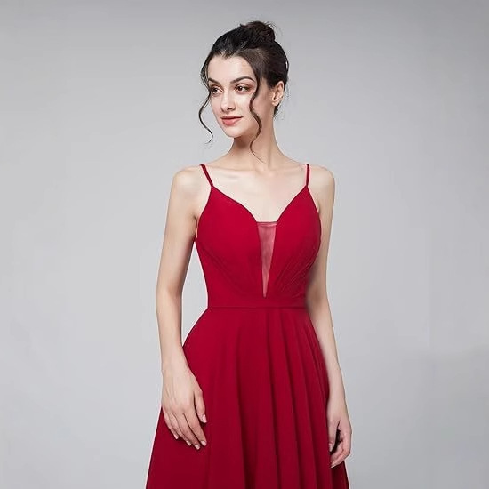 Bridesmaid Dresses Chiffon Spaghetti Straps 2026 Prom Dresses Open Back A-Line Sweetheart Neck Wedding Guest Gowns