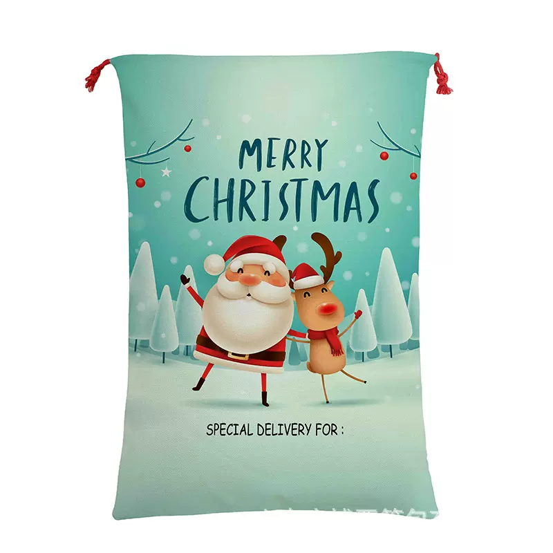 新款圣诞礼品袋布袋植绒绒布袋抽绳束口袋圣诞袋袋子帆布袋定制