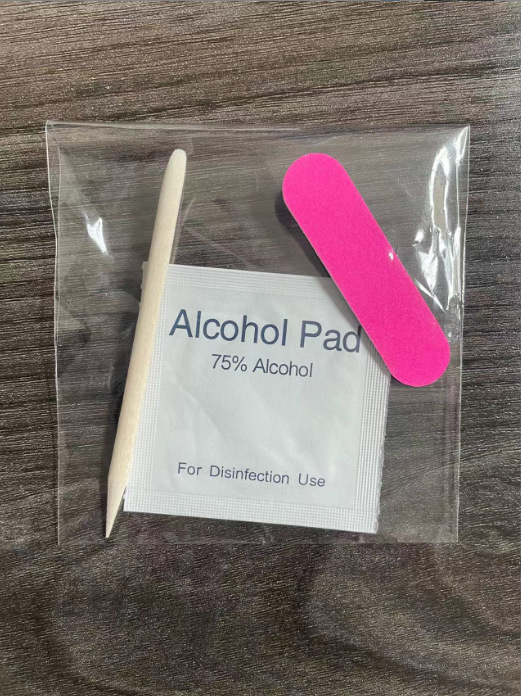 Usar un kit de manicuras de manicuras de doble cara gelatina de goma amarilla archivo de madera de hoja de alcohol conjunto de herramientas en stock