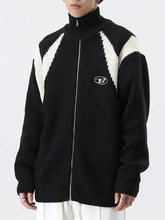 原创国潮刺绣拉链针织衫开衫外套男秋冬季潮牌情侣装宽松高领毛衣