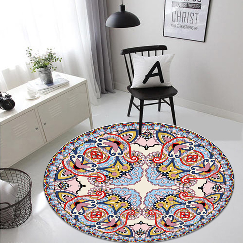 Vintage Nordischer Boho Teppich Rund Aus Samt Für Wohnzimmer_voghion.com