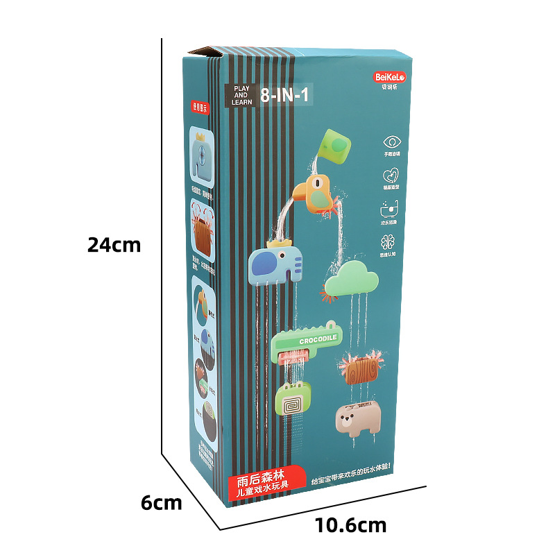 Nuevos productos para niños bañados juguetes de agua de 8 piezas juegos de ducha rociadores de agua bebé baño de agua niños y niñas al por mayor