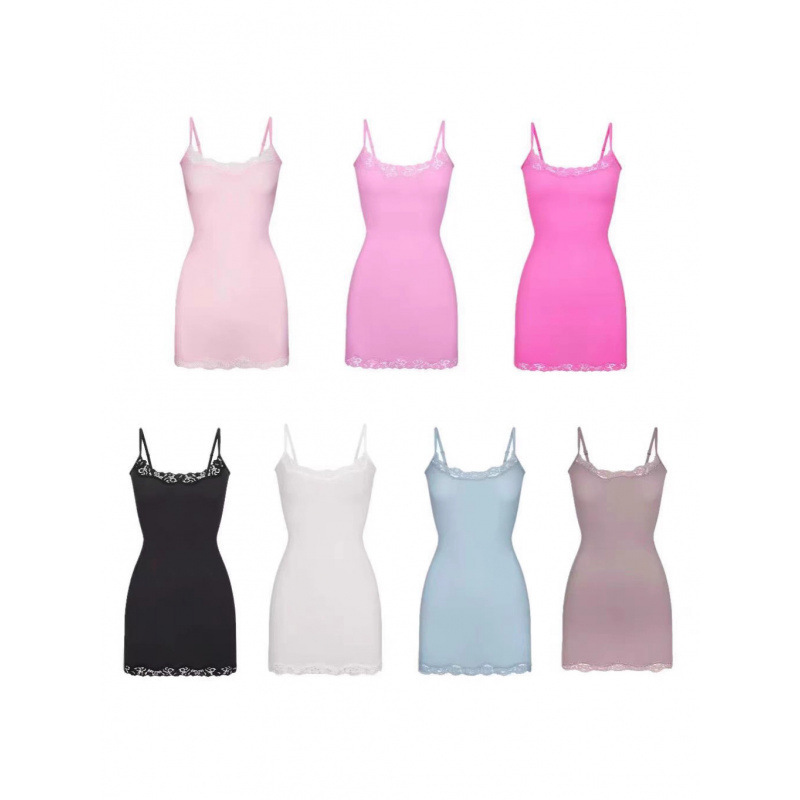 Skims Kardashian-style new summer camisole dress, sexy tight-fitting bodycon lace mini dress Skims Kardashian-style new summer camisole dress, sexy tight-fitting bodycon lace mini dress