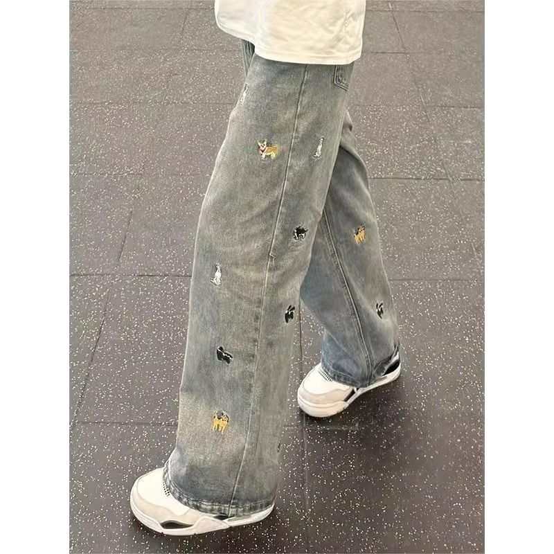 New Cleanfit Black Line Puppy Straight Versatile Scimitar Jeans for Men and Women American High Street Pants