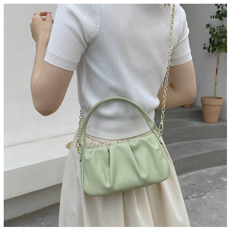 Korean Solid Color Fold Single Shoulder Cloud Bag display picture 5