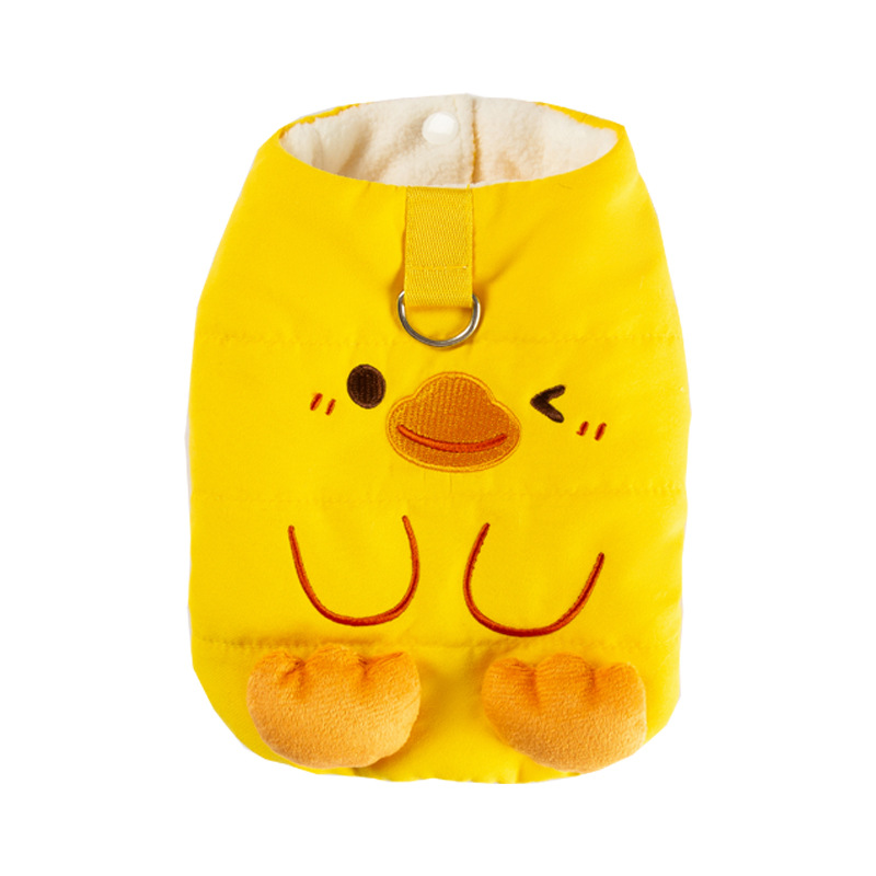 Otoño y invierno nuevo tipo de jaqueta de pollo tridimensional con gorra gruesa calentamiento chaleco de tracción perros pequeños y medianos mascotas perros ropa de gato