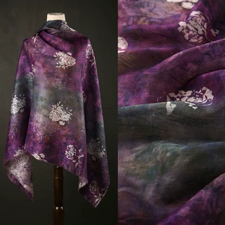 新中式数码印花晕染碎花锦棉布料国风旗袍连衣裙服装面料