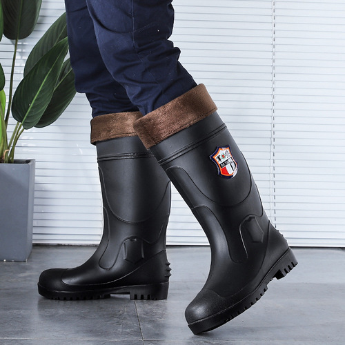 Steel toe and steel sole men's rain boots anti-smash and puncture-proof steel toe toe safety rain boots high-tube insulated welder water shoes wholesale