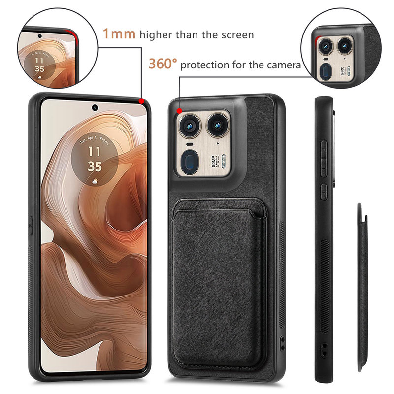 Suitable for Moto Edge70Fusion Mobile Phone Case, Magnetic Card Holder, G56 Pure Color Leather Moto G77 Protective Case