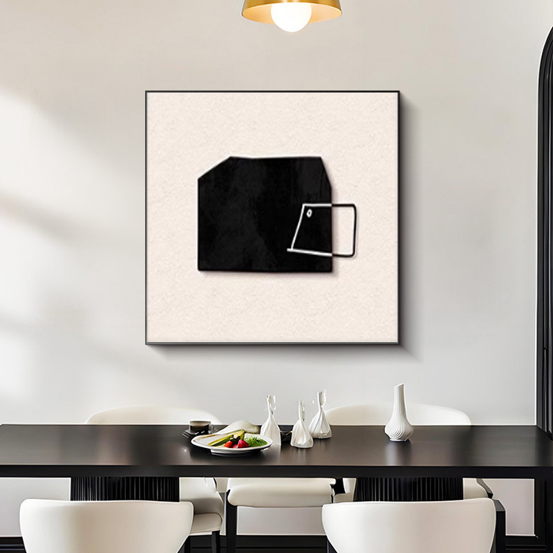 Blanco y negro gris abstracto decoración de comedor pintura moderna simple alta sensación de arte sala de estar colgar pintura pintura dormitorio pintura mural de mesa de comedor