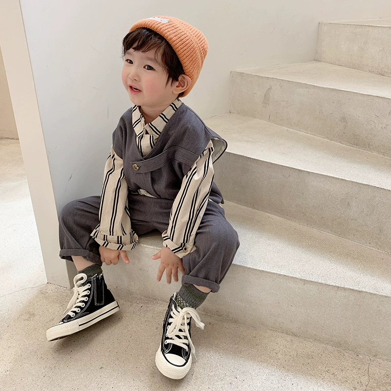 Spring children's set for boys for leisure, vest, classic suit, Korean style