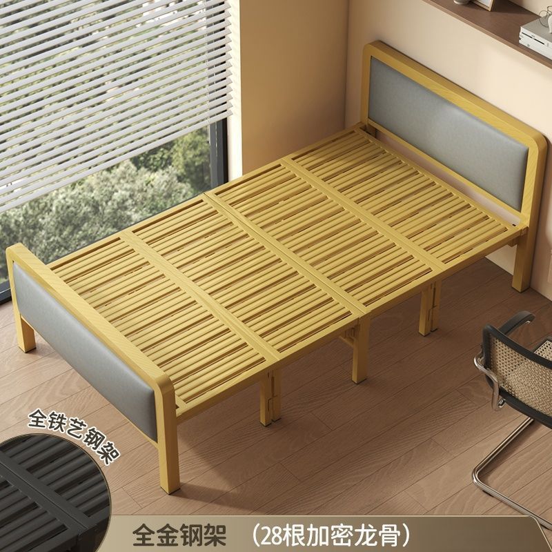 Cama plegable reforzada cama doble simple para adultos cama de almuerzo cama de acero inoxidable quilla cuadrada cama plegable