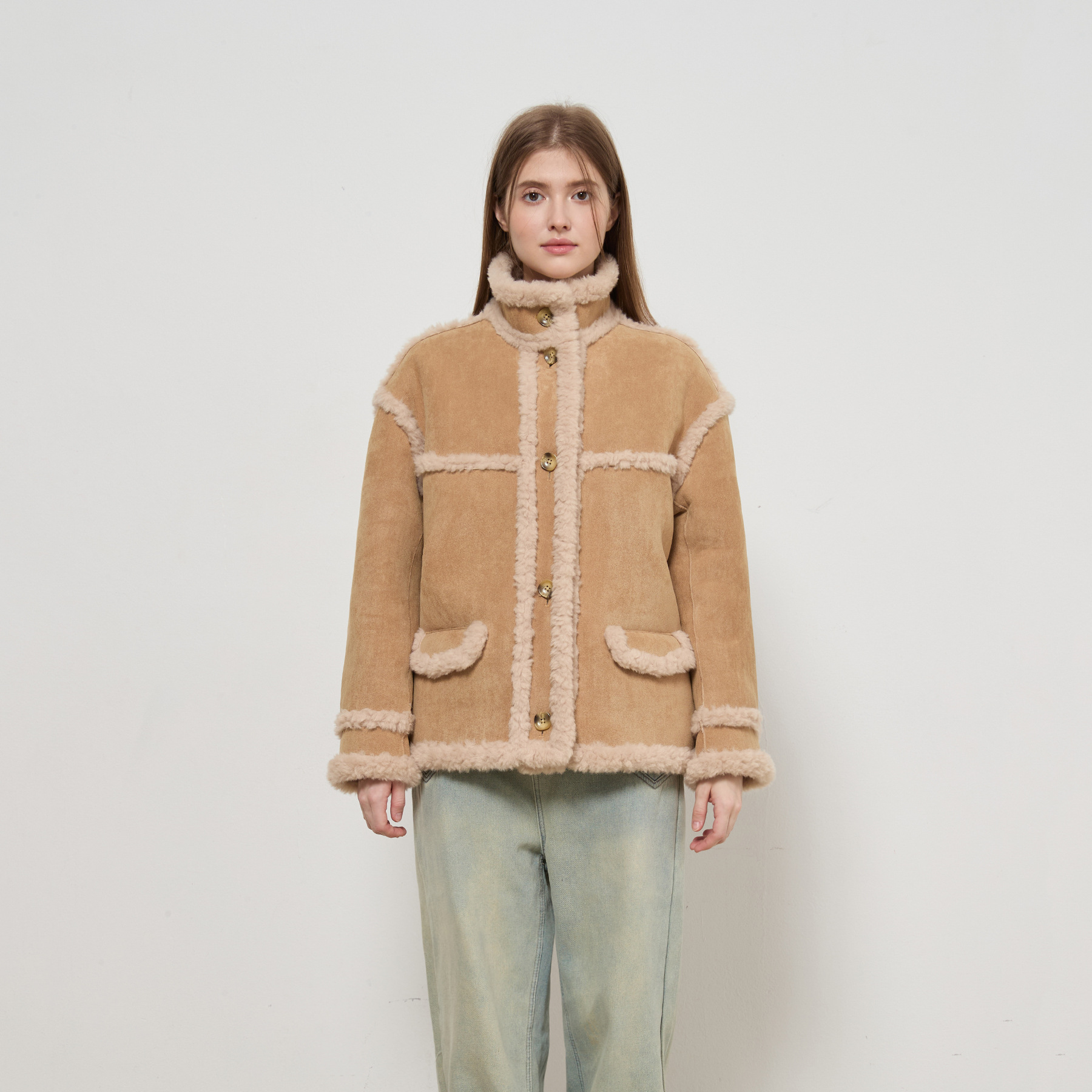 Suede Lambswool Thickened Motorcycle Jacket for Women, Leather and Fur Integrated Autumn and Winter Cotton Coat, 2025 New Trendy Top