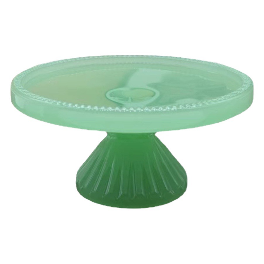 Green Jade High-Footed Fruit Plate, New Chinese-Style Tea Tray, Dessert Table Snack Plate, Home Afternoon Tea Snack Plate