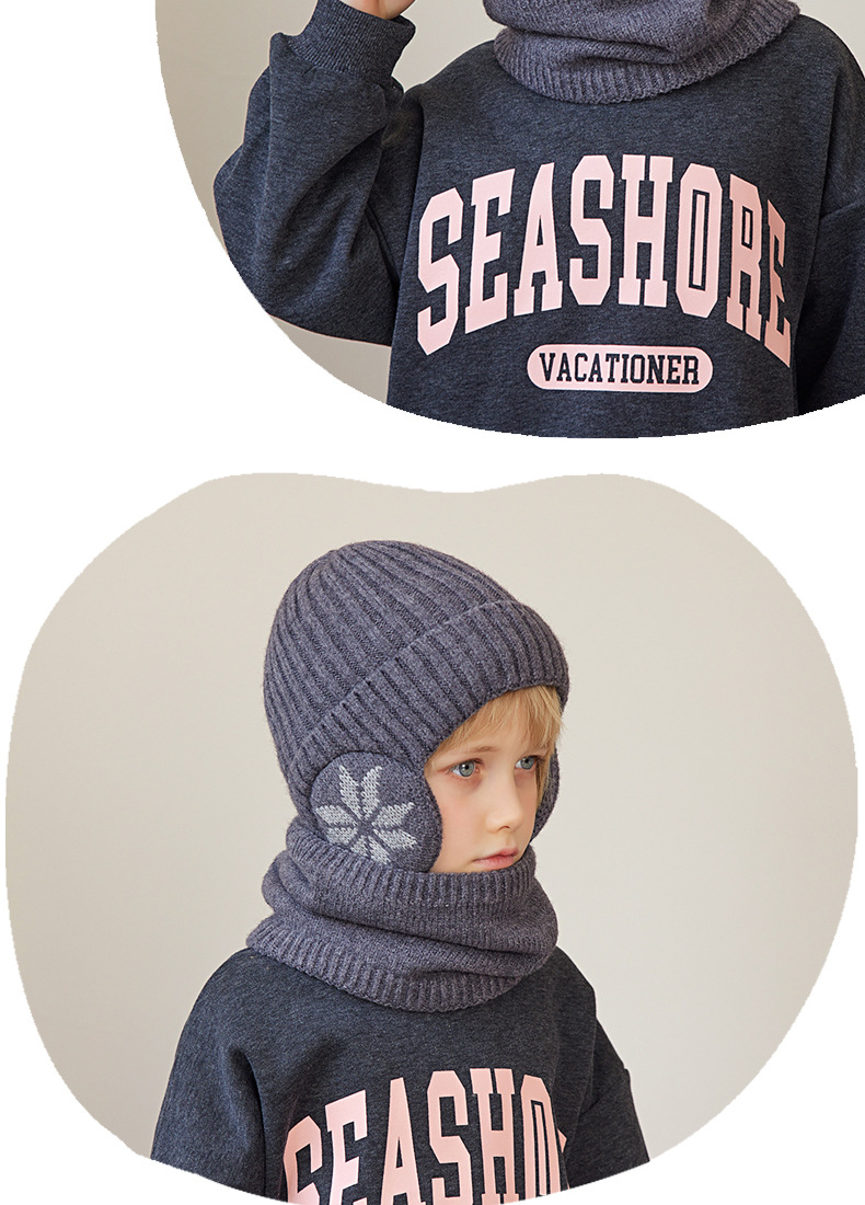 Kindermütze Winter Samt Hals Set Gestrickte Wollmütze Herren und Mädchen Warmer Ohrenschutz Hoodie Kopfkappe_voghion.com
