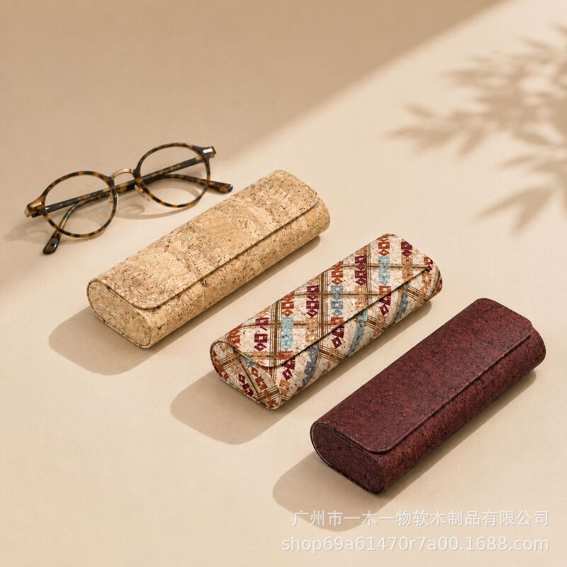 Cross-border bark cork eyeglass case, waterproof hard shell, pressure-resistant, unisex eyeglass storage box, vintage fashion eyeglass case Cross-border bark cork eyeglass case, waterproof hard shell, pressure-resistant, unisex eyeglass storage box, vintage fashion eyeglass case