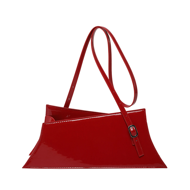 Bolso grande de diseño de nicho 2025 verano nuevo bolso femenino bolso de hombro de textura de alta gama charol brillante bolso de mensajero marea