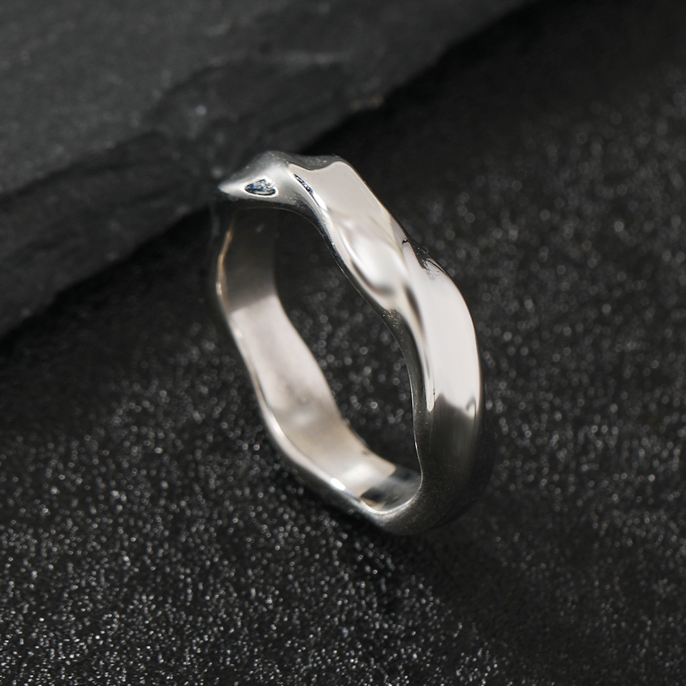 Waves Pattern Men's Gender Simple Style Waves 304 Stainless Steel Plating Men's Rings