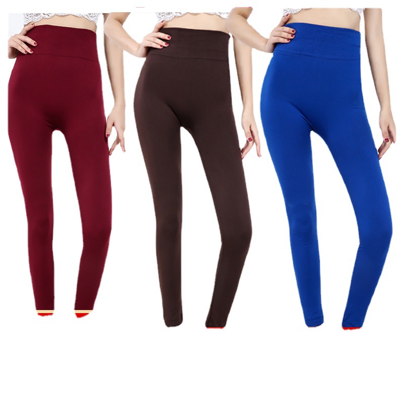 秋冬九分打底裤女拉毛薄绒外穿高腰无缝跨境专供保暖裤可定制logo