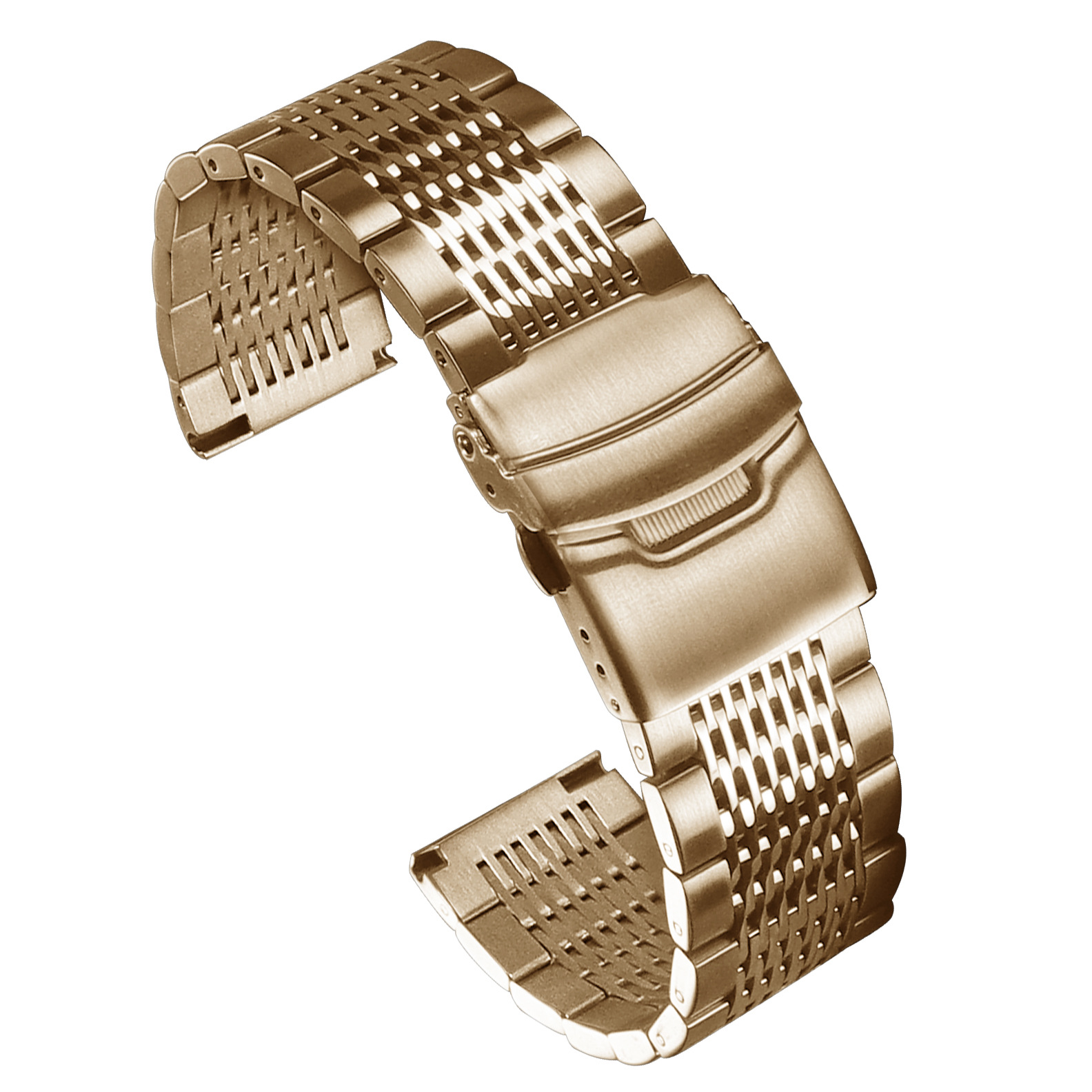 Correa de acero sólido, pulsera inteligente de liberación rápida, correa de 15 cuentas, correa 22/24, hebilla de seguridad, correa de cuarzo