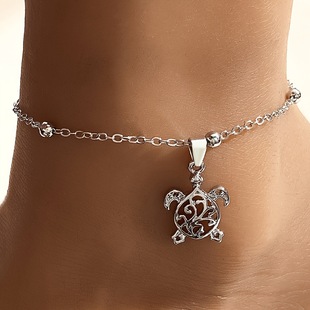 Europe and the United States cross-border new accessories fashion oval bead chain turtle anklet women's beach holiday style foreign trade foot