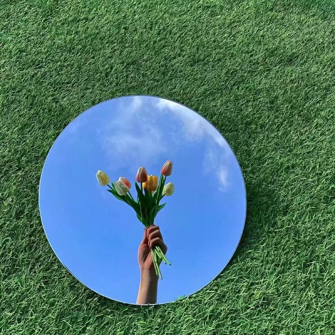 跨境圆盘亚克力镜面贴椭圆形镜子贴客厅沙发背景墙镜面装饰镜片贴