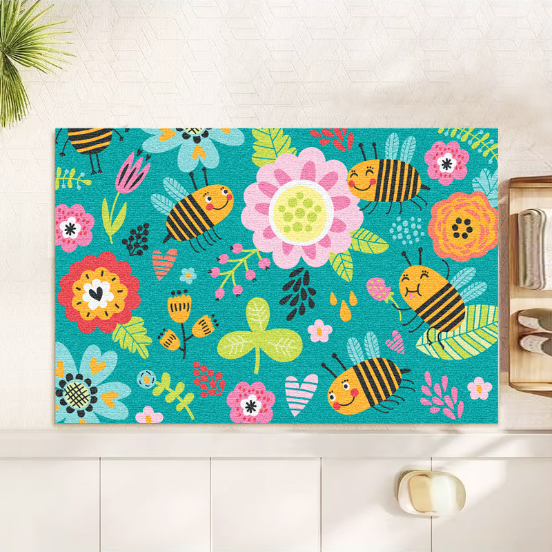 Children's Cartoon Car-Themed Entrance Door Mat, Bathroom Absorbent Foot Mat, Non-Slip Mat