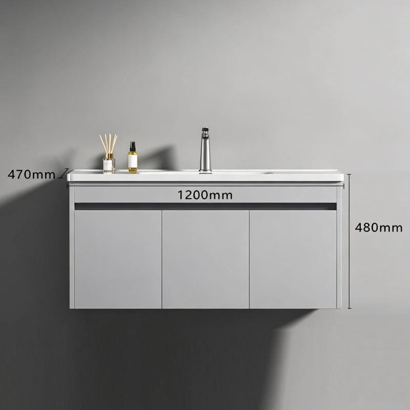 Mueble de Baño con Lavabo de Acero Inoxidable y Cerámica, Desempañado Inteligente, Suspendido de Pared, para Baño image 19