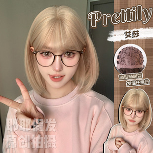 Yeye Wig Female Short Hair Lolita Daily Short Hair Natural Straight Hair Wig Set