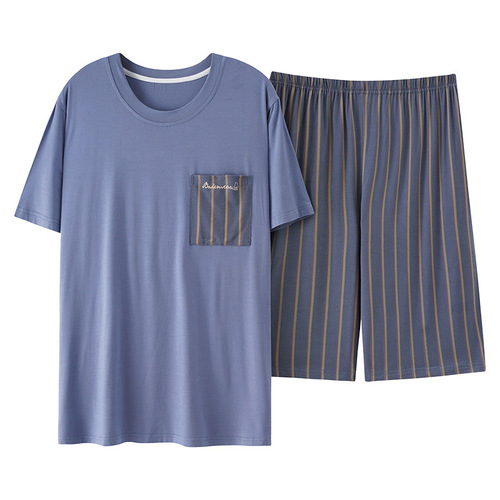 New Modale Men's Summer Ice Cool Thin Large Size Short Sleeve Shorts Outerwear Home Set