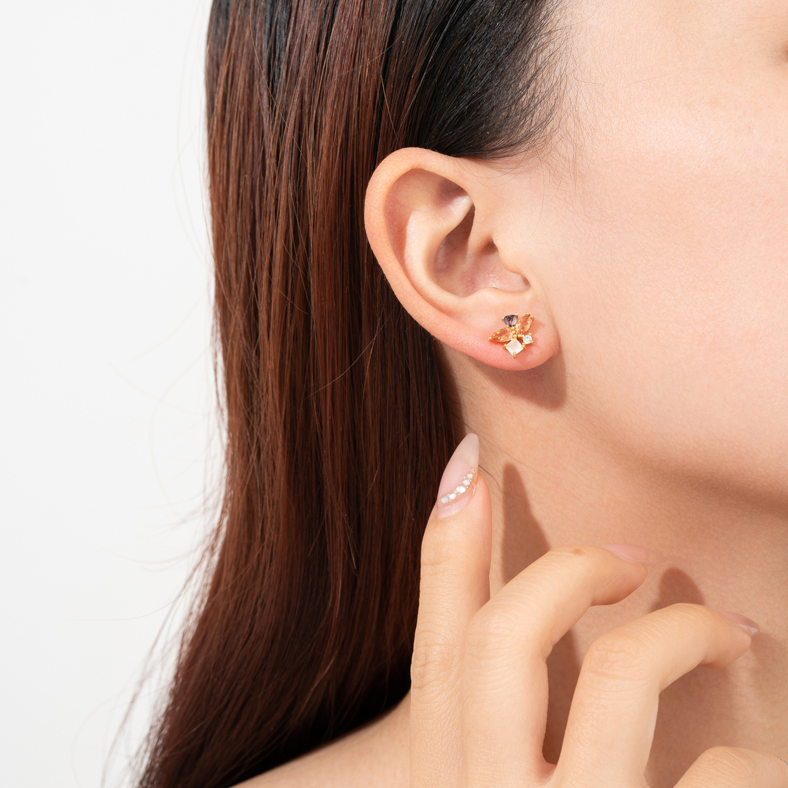 5g Weight 0.05µm-0.08µm Gold Plating Thickness 1 Pair 925 Sterling Silver Zircon Geometric Drop Earrings Ear Studs