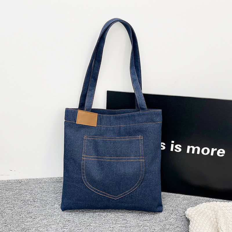 2025 nuevo bolso de hombro denim bolsa de compras de gran capacidad bolsa de ocio bolso escolar de estudiantes de arte simple