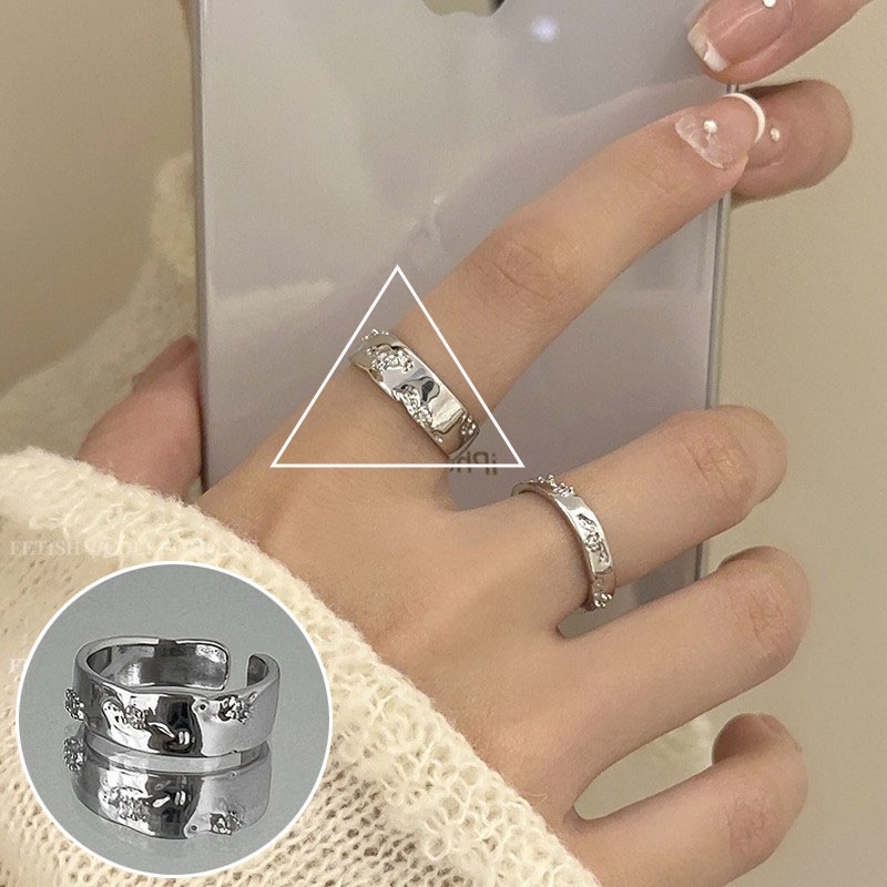 Las mujeres de estilo coreano S925 plata tridimensional anillo encantador retro de moda elegante carta anillo abierto hip hop anillo de dedo índice moda