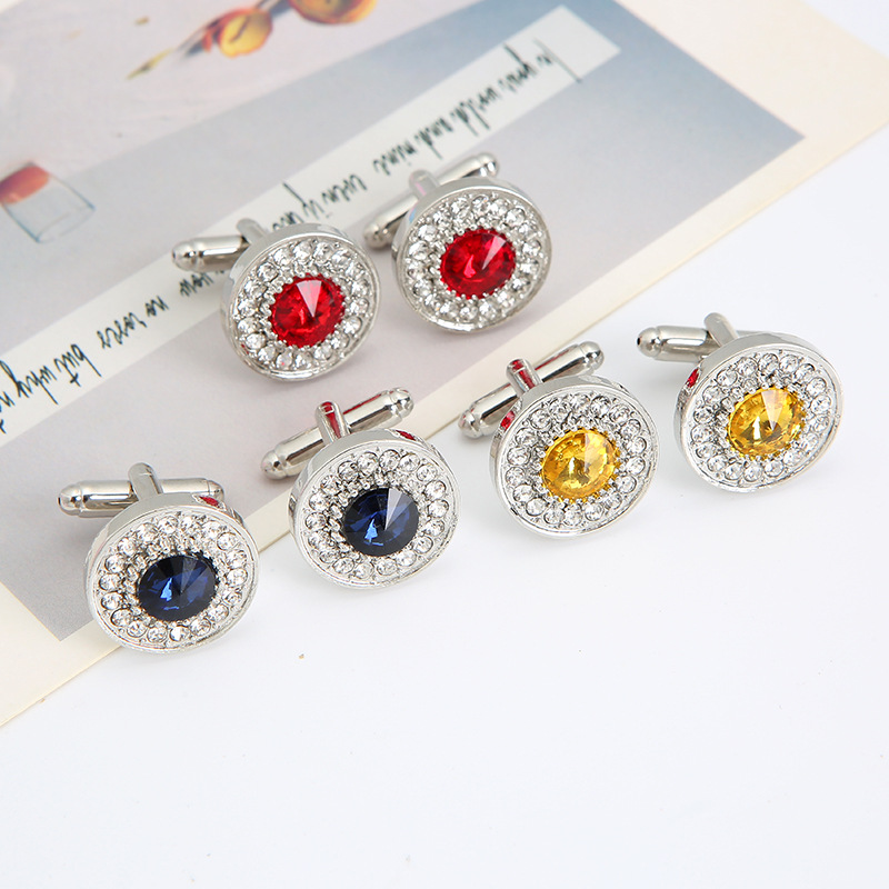 Heißer Verkauf Kreative Diamant Blau Kristall Manschettenknöpfe Französisch Hemd Knopf Manschettenknöpfe_voghion.com