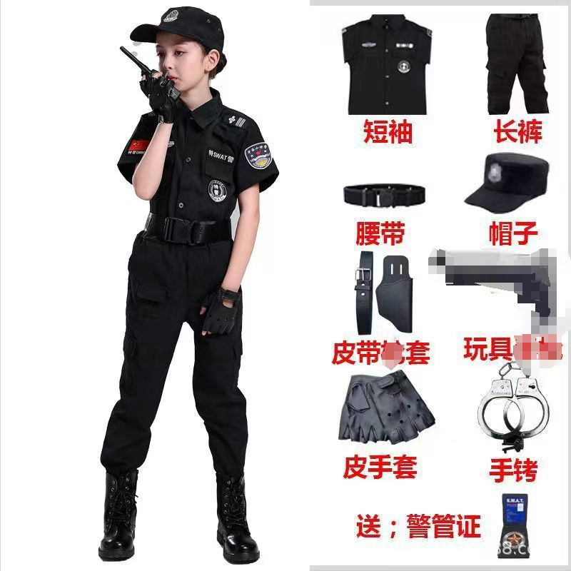 Uniforme de policía especial para niños pequeño uniforme de rendimiento de la policía kindergarten niños y niñas pequeño uniforme de rendimiento de la policía pequeño juego de roles de oficial de policía