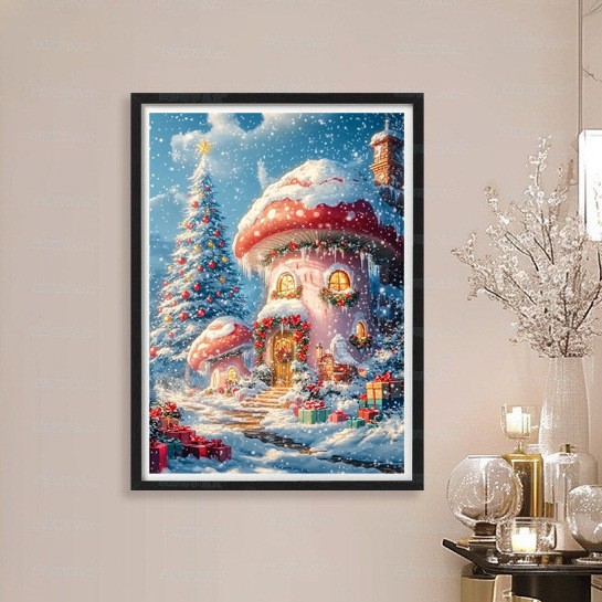 [Algodón importado] Mona Lisa Real Hielo y Nieve Hongo Casa de dibujos animados sala de estar bordado a mano image 2