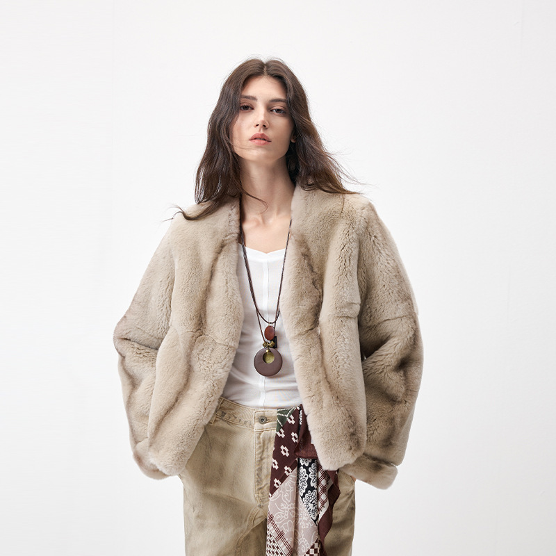Imported Rex Whole-Skin Rabbit Fur Coat, New Winter Style, Young Women's Fur Coat | Direct from the Source Factory